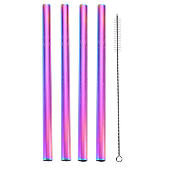 Thick Stainless Steel Straws 4-Pack – Sip Smart, Save the Planet