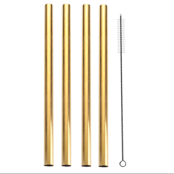 Thick Stainless Steel Straws 4-Pack – Sip Smart, Save the Planet