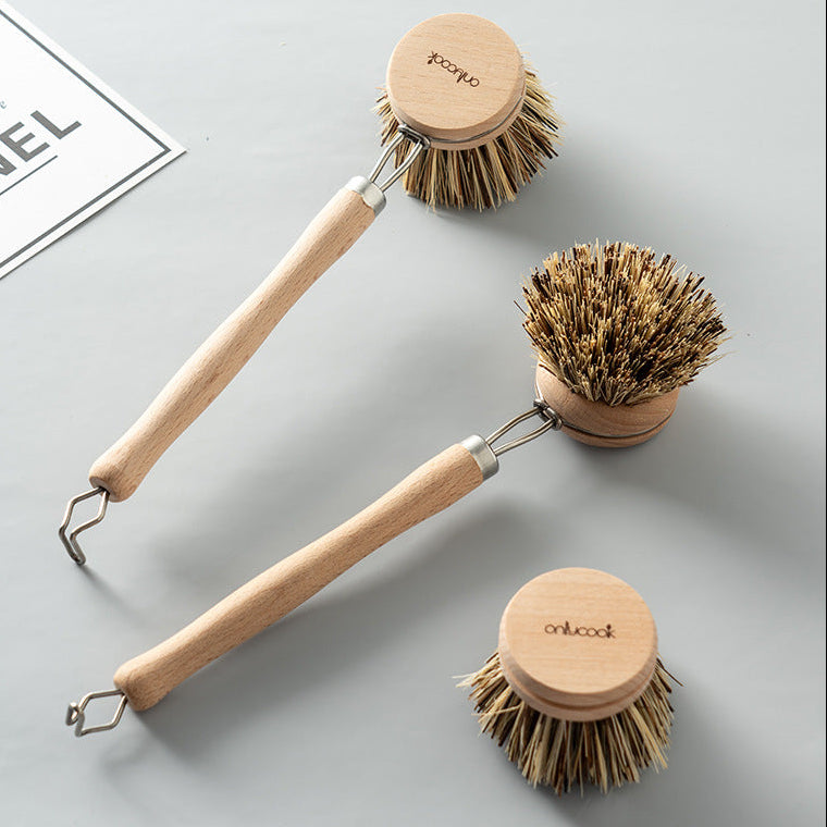 Natural Fibre & Wood Dish Brush with Replacement Head
