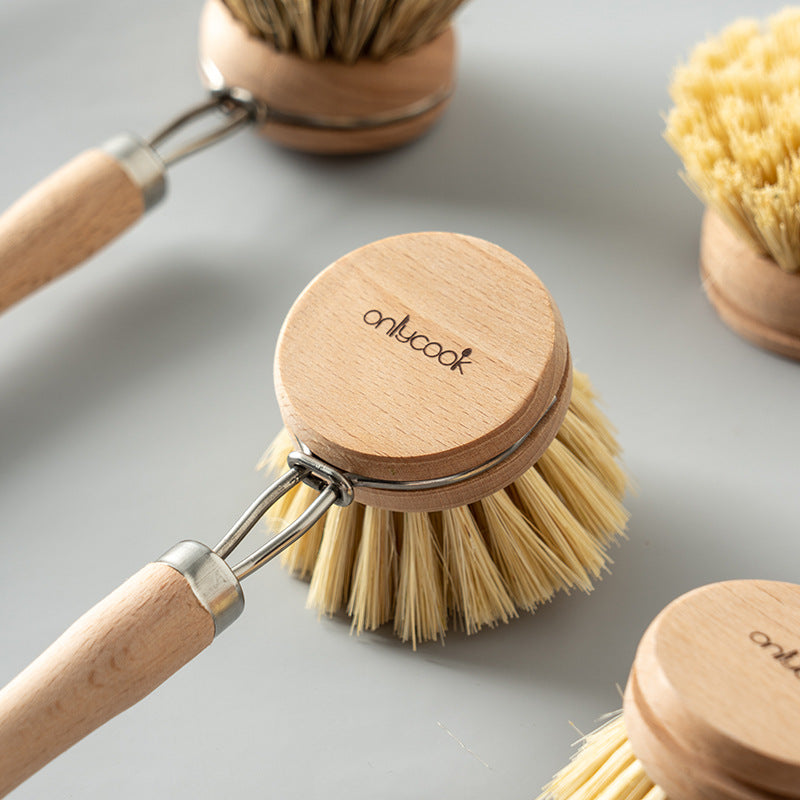Natural Fibre & Wood Dish Brush with Replacement Head