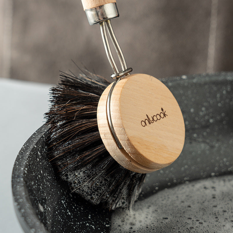 Natural Fibre & Wood Dish Brush with Replacement Head