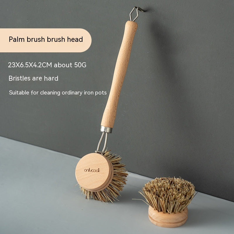 Natural Fibre & Wood Dish Brush with Replacement Head