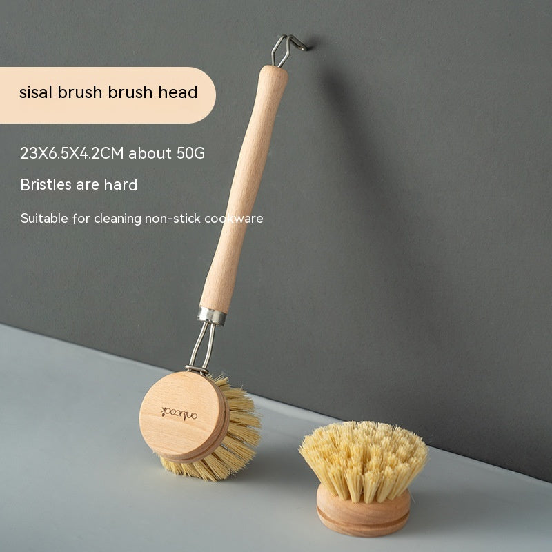 Natural Fibre & Wood Dish Brush with Replacement Head